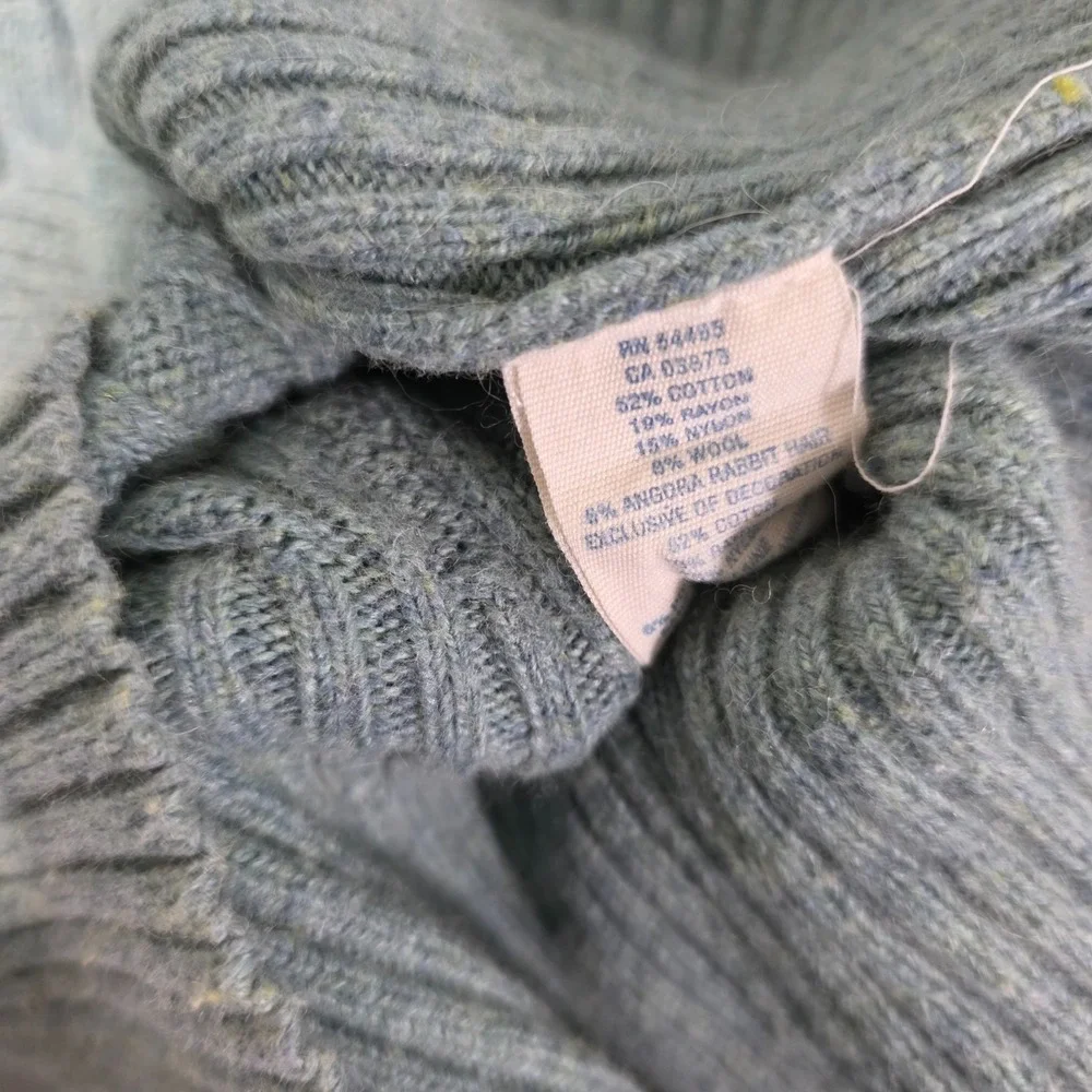 American Eagle Vintage Y2K Cable Knit Wool Blend V Neck Green Sweater‎ Small 90s